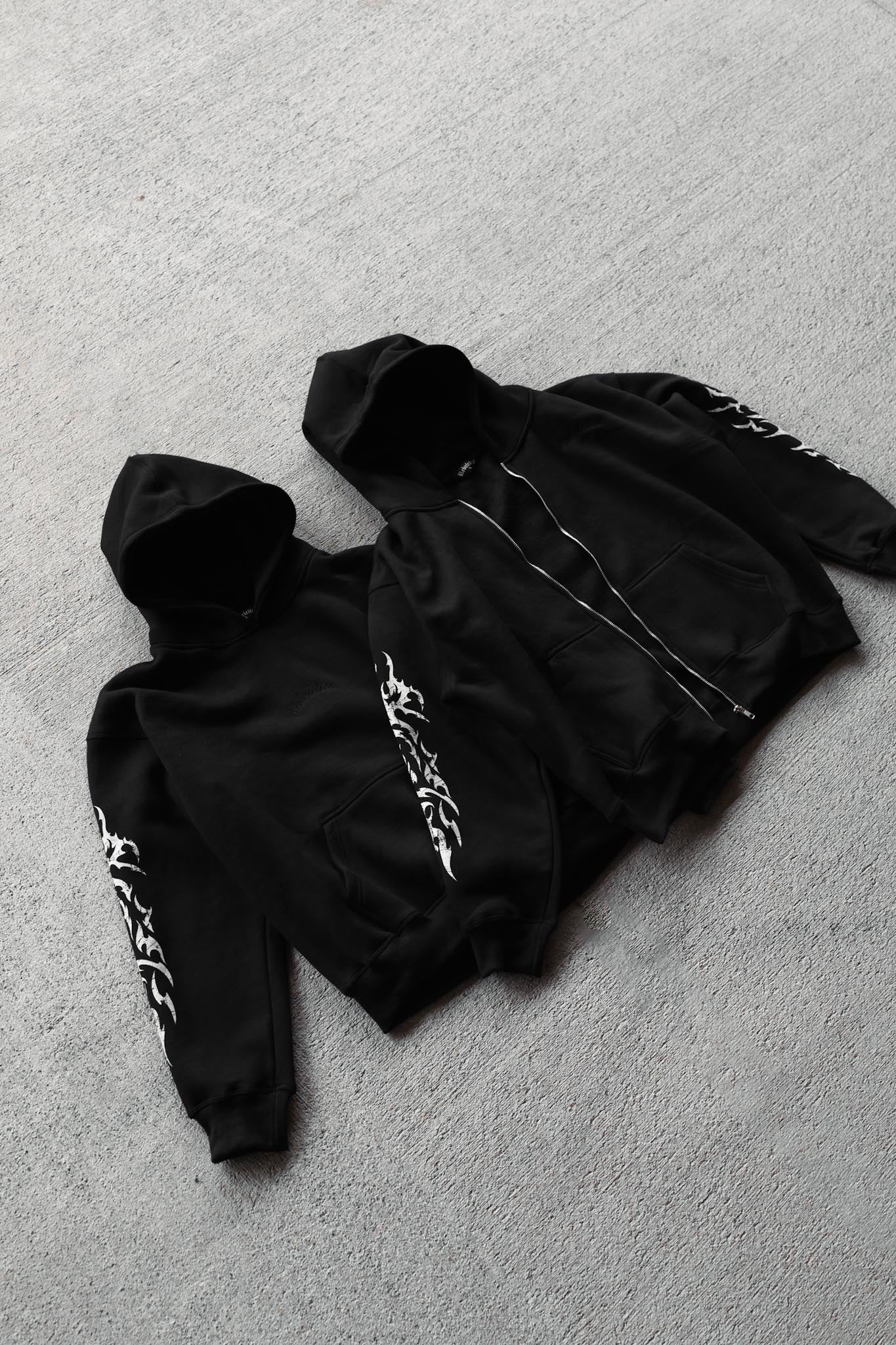 REBELETICS CROPPED " SFWYBI " FULL ZIP HOODIE - BLACK