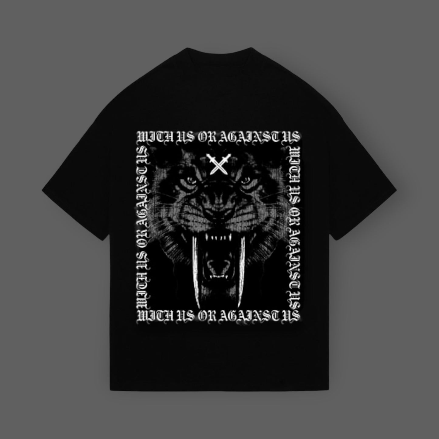 REBELETICS "WITH US OR AGAINST US" SABER TOOTH T-SHIRT - BLACK