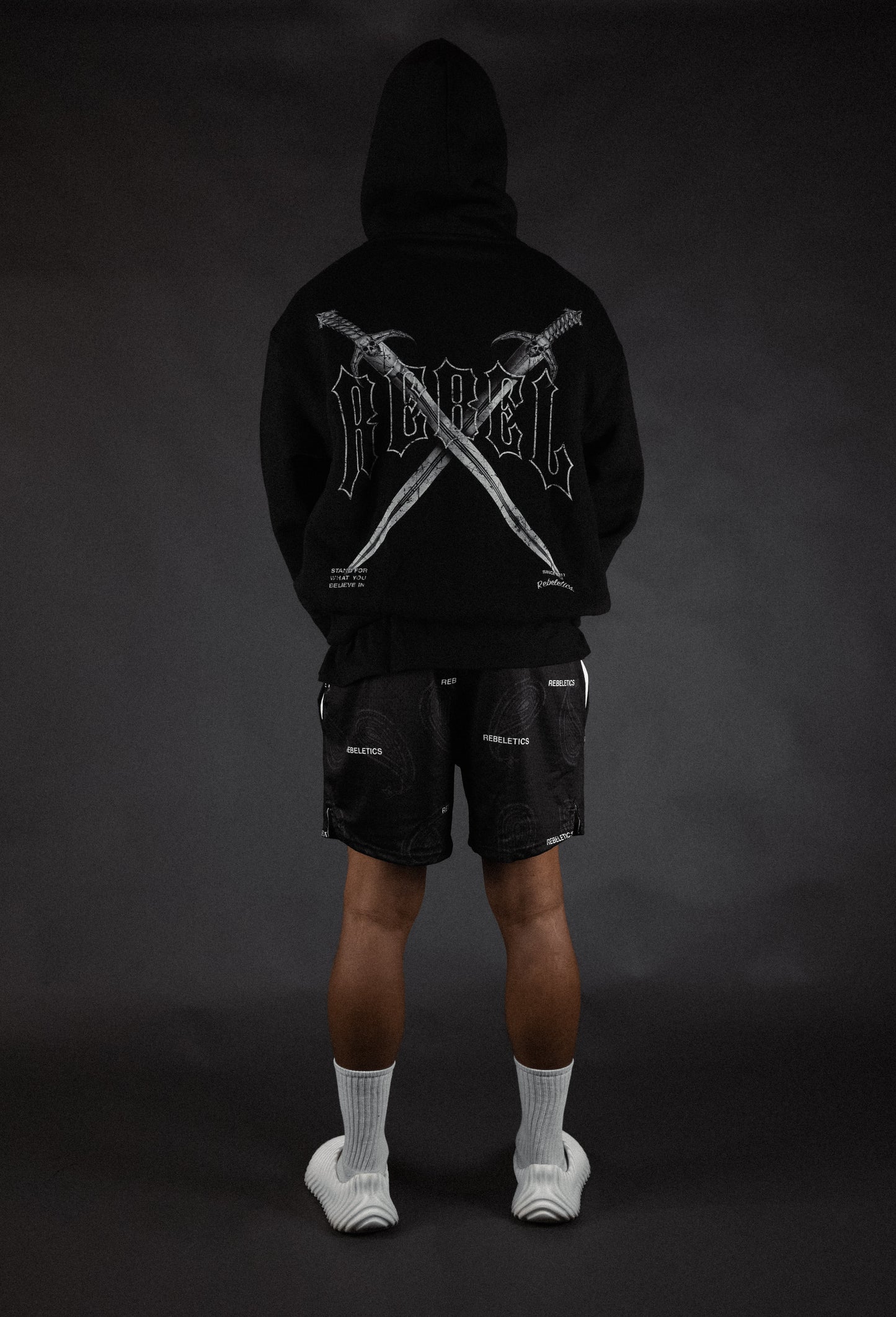 REBELETICS “ WITH US OR AGAINST US “ HOODIE - BLACK