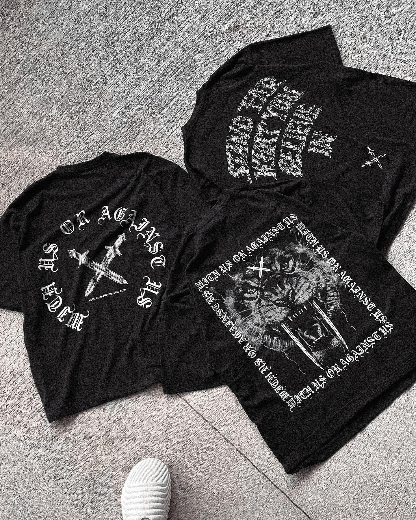 REBELETICS "WITH US OR AGAINST US" SFWYBI T-SHIRT - BLACK