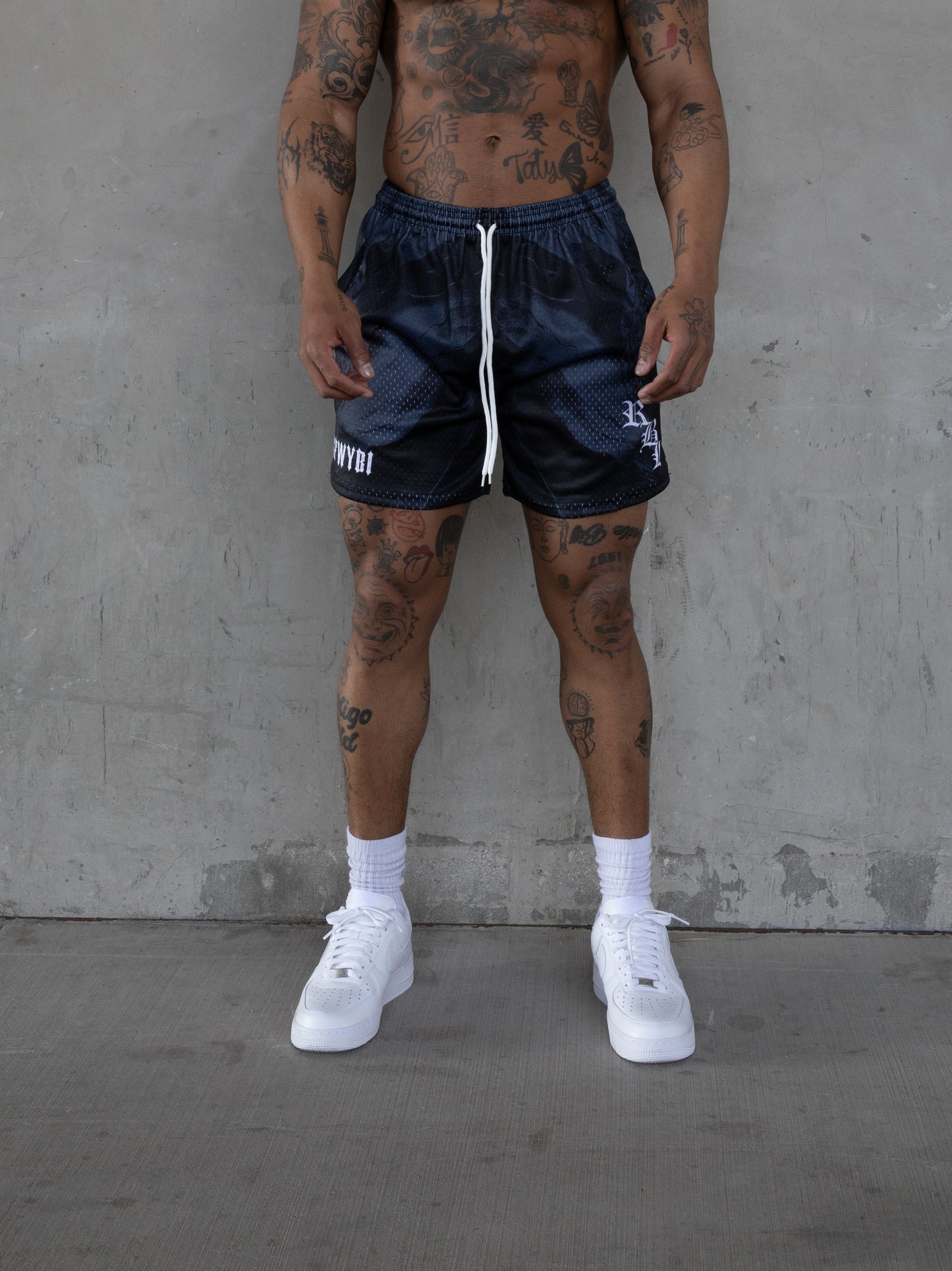 REBELETICS " SFWYBI " BRUSHED MESH SHORTS - DARK BLUE