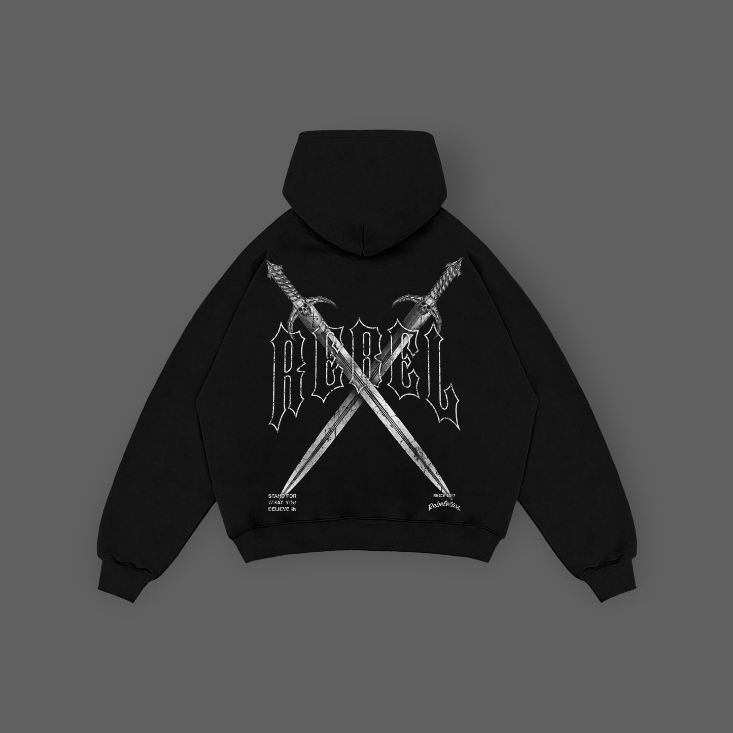 REBELETICS “ WITH US OR AGAINST US “ HOODIE - BLACK