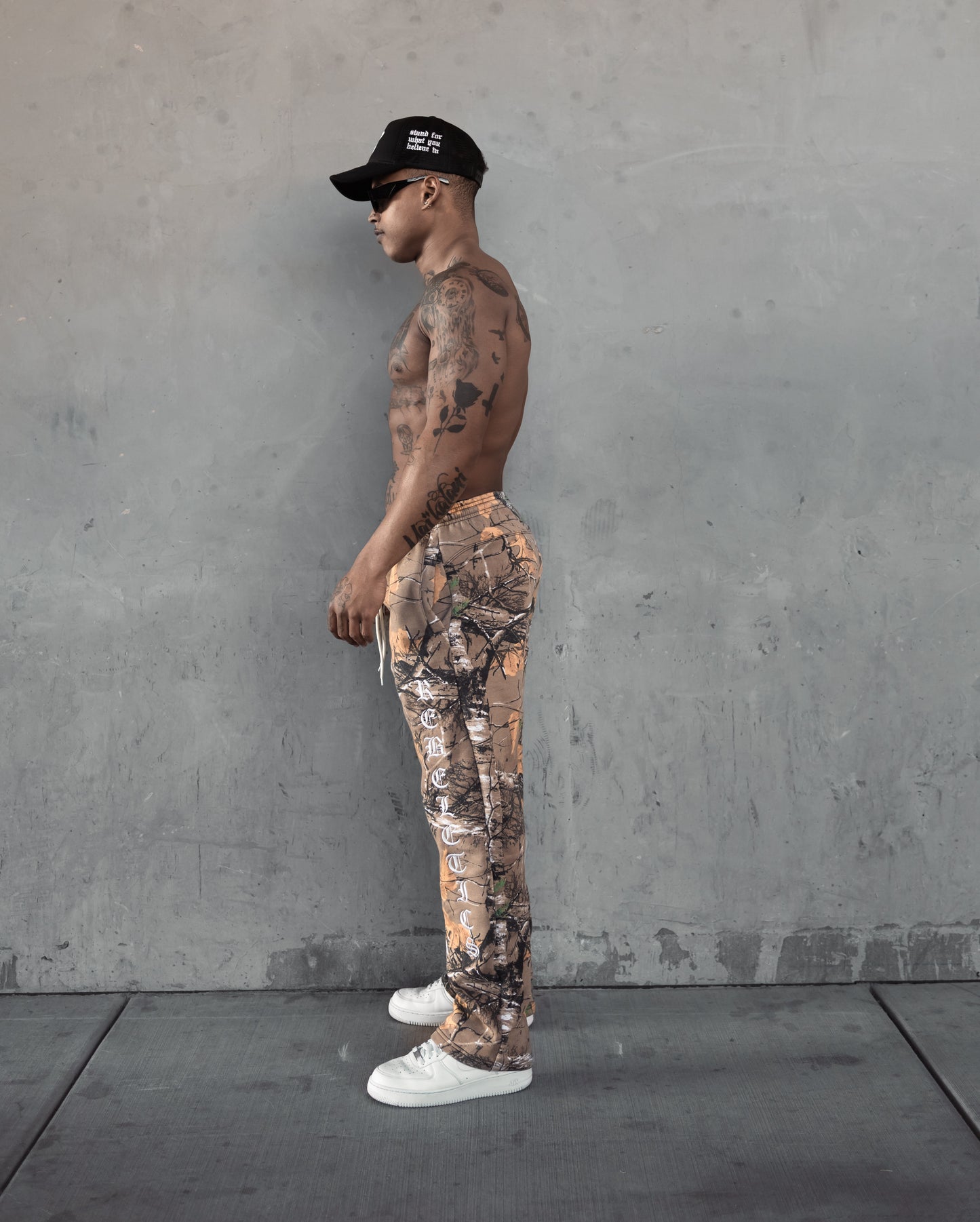 REBELETICS TREE CAMO STRAIGHT LEG SWEATPANTS