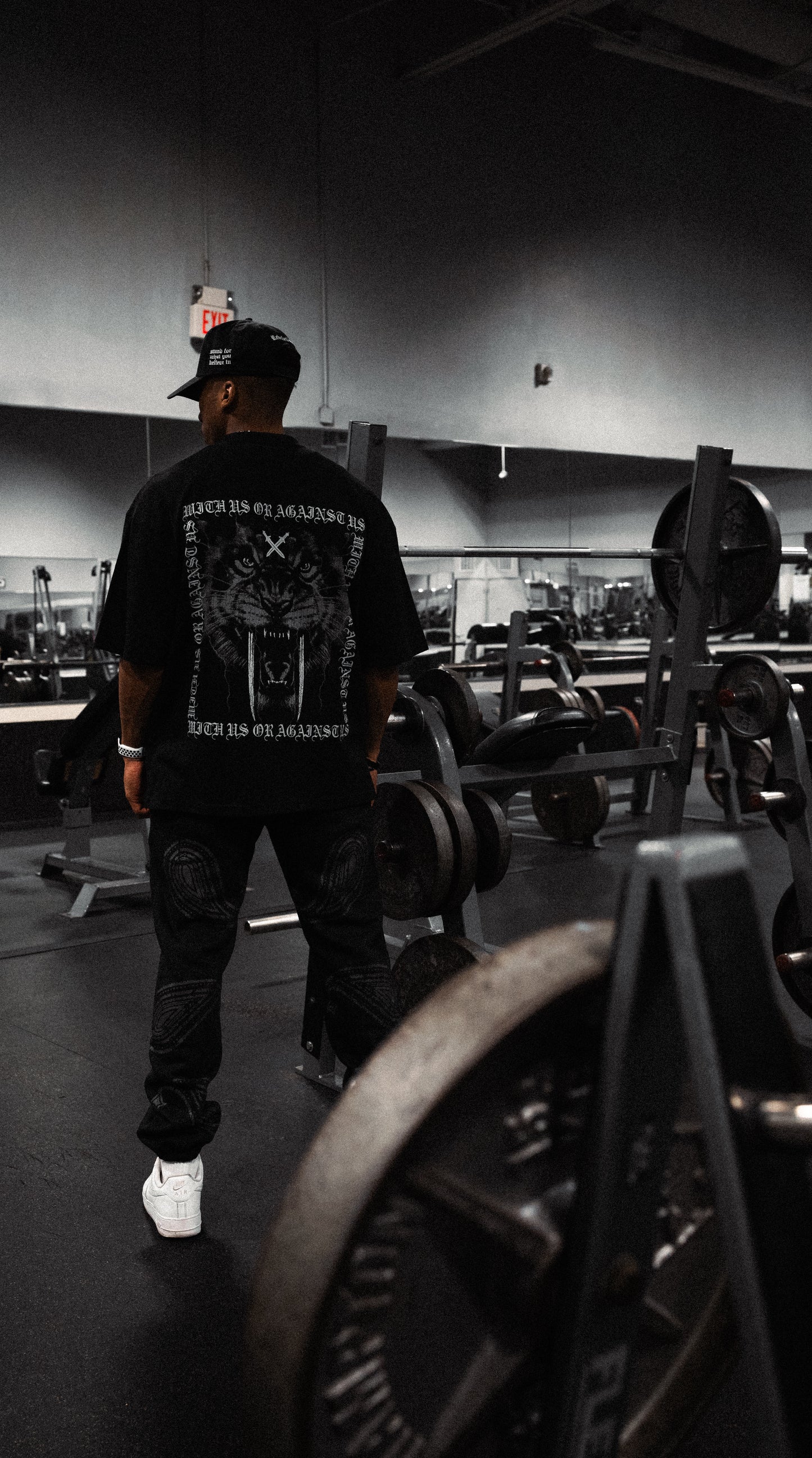 REBELETICS "WITH US OR AGAINST US" SABER TOOTH T-SHIRT - BLACK