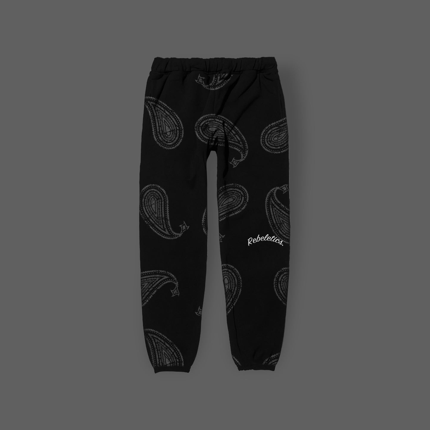 REBELETICS DISTRESSED PAISLEY SWEATPANTS - BLACK