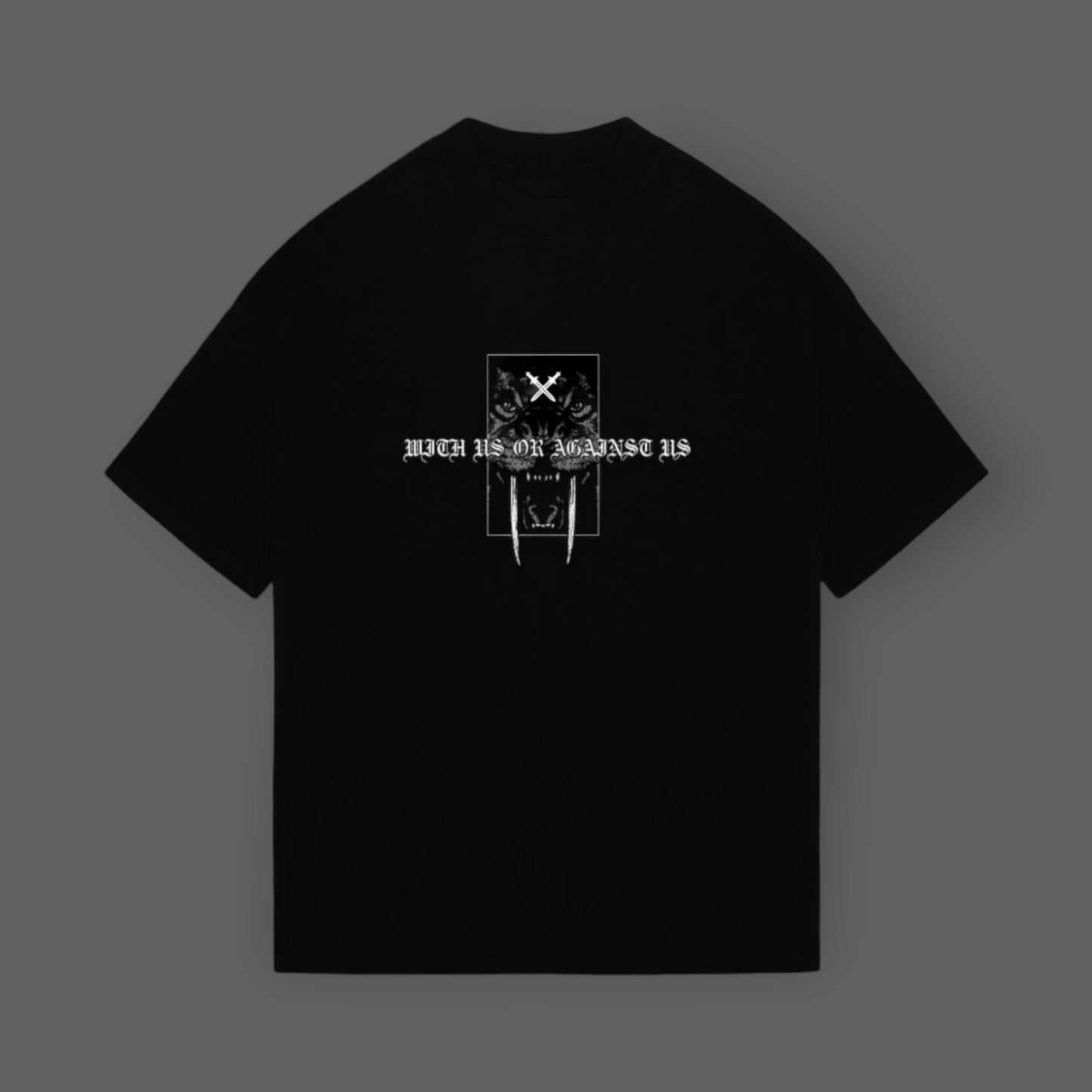 REBELETICS "WITH US OR AGAINST US" SABER TOOTH T-SHIRT - BLACK