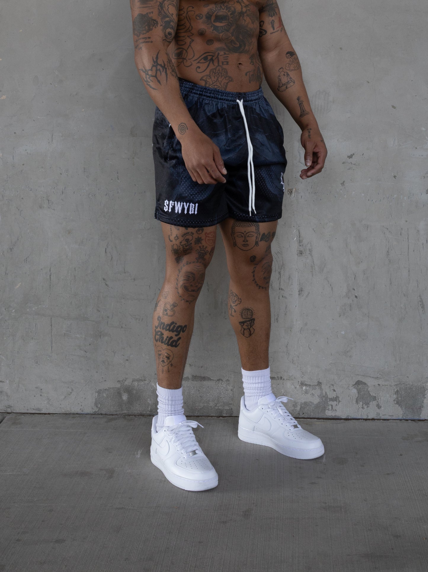 REBELETICS " SFWYBI " BRUSHED MESH SHORTS - DARK BLUE