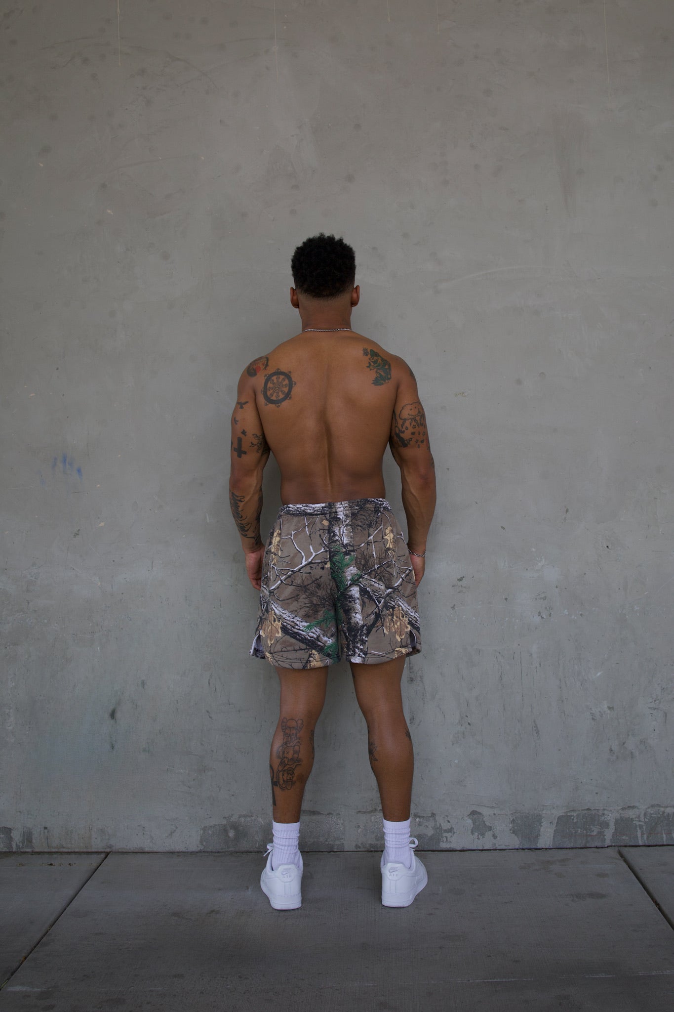 REBELETICS " RBLTCS " COTTON FLEECE SHORTS - TREE CAMO