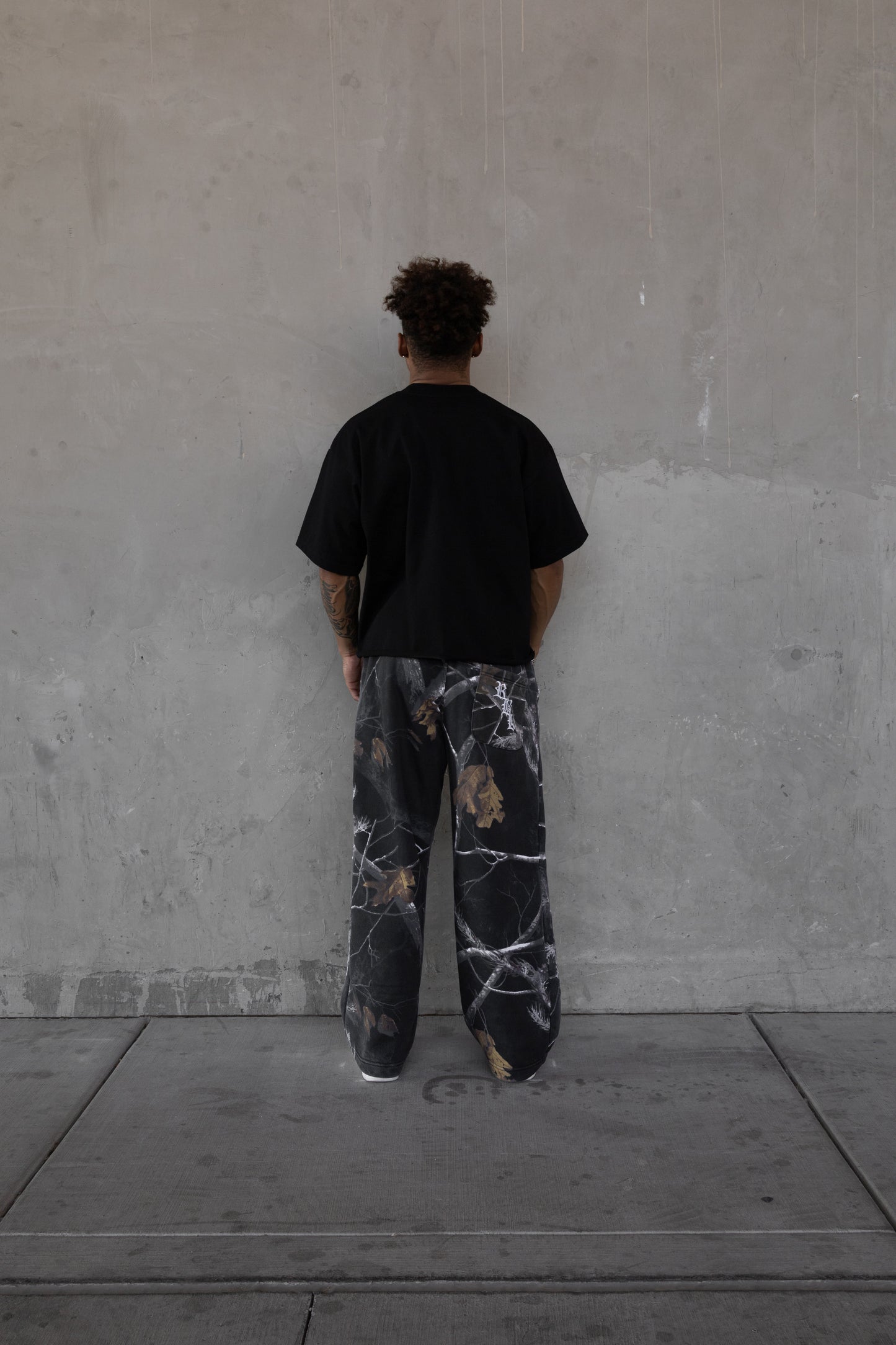 Rebeletics Baggy Sweatpants Tree Camo - Shadow Black ( Reversed Logos )