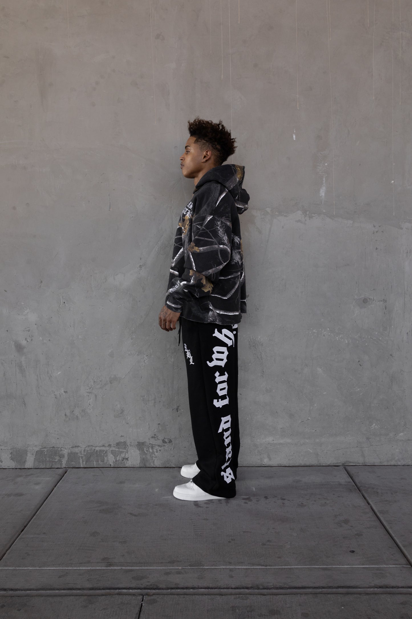 Rebeletics Cropped Tree Camo Hoodie - Shadow Black