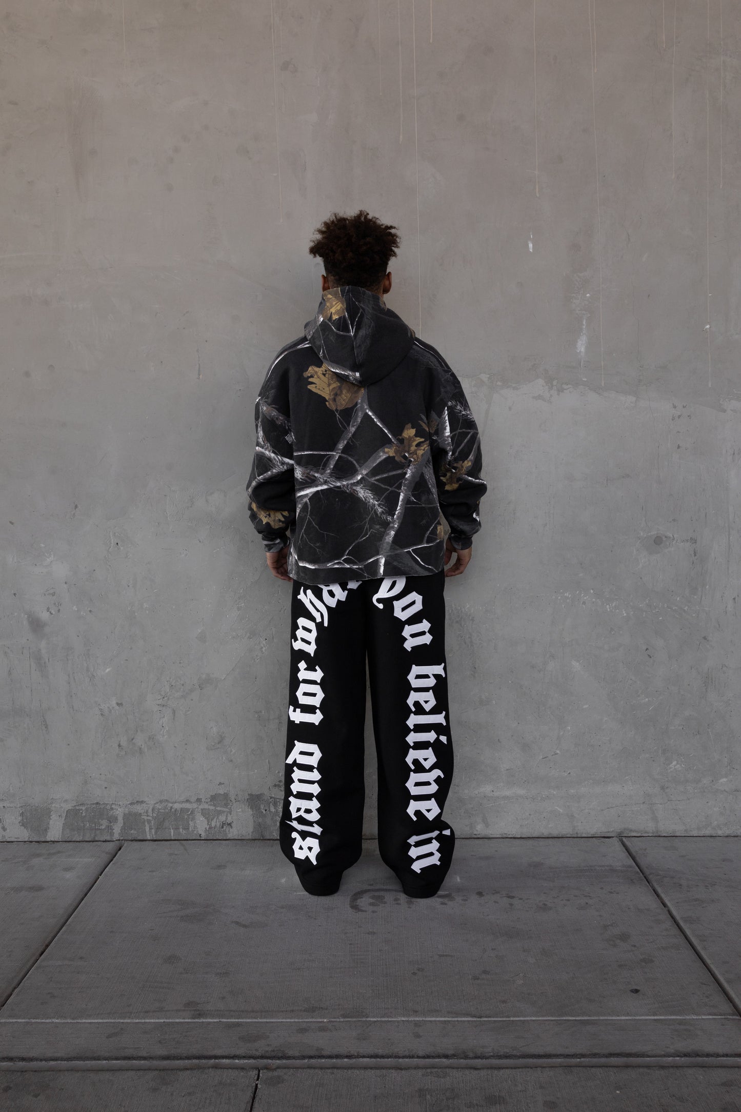 Rebeletics Cropped Tree Camo Hoodie - Shadow Black