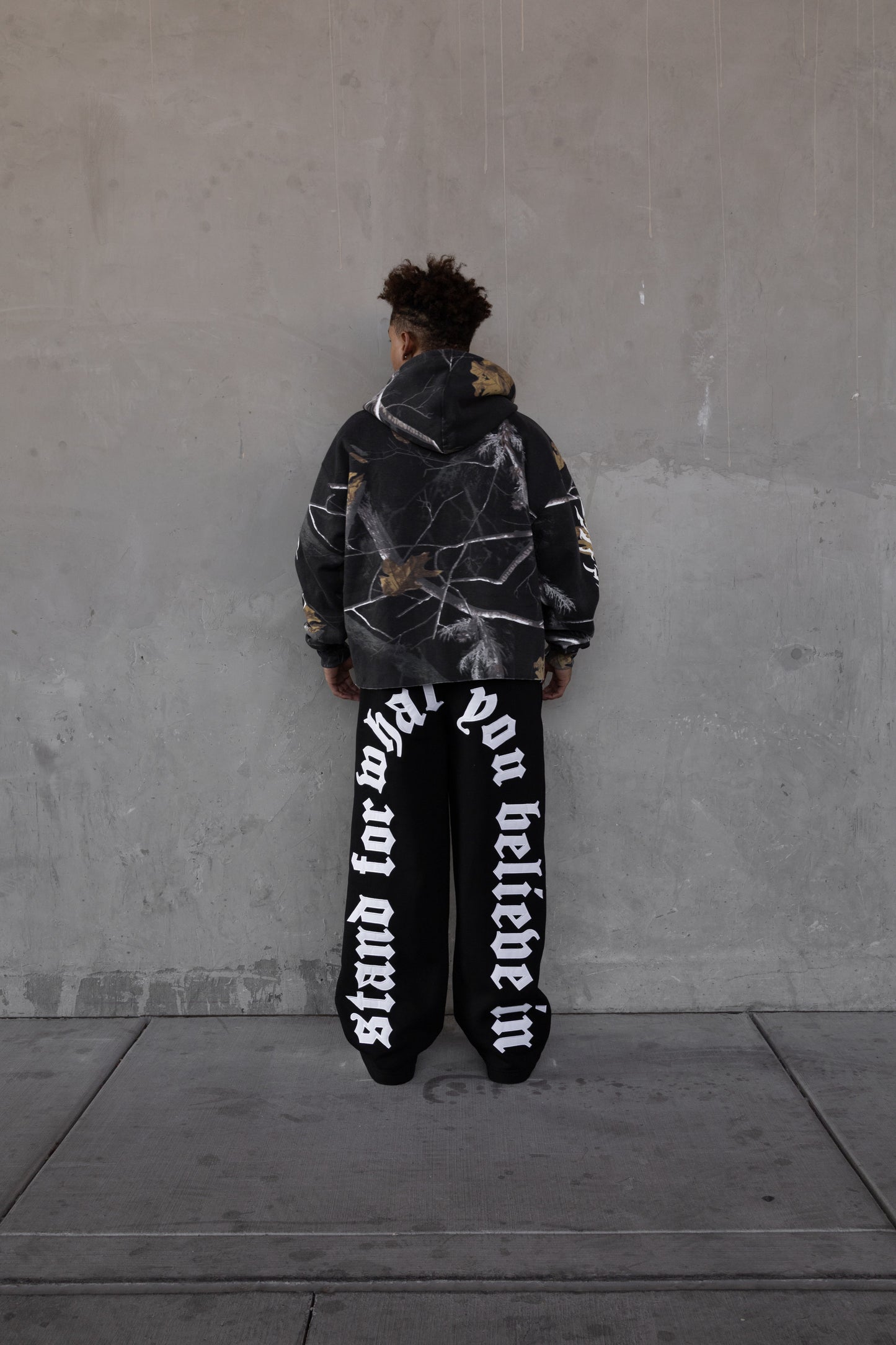 Rebeletics Cropped Zip-Up Hoodie Tree Camo - Shadow Black
