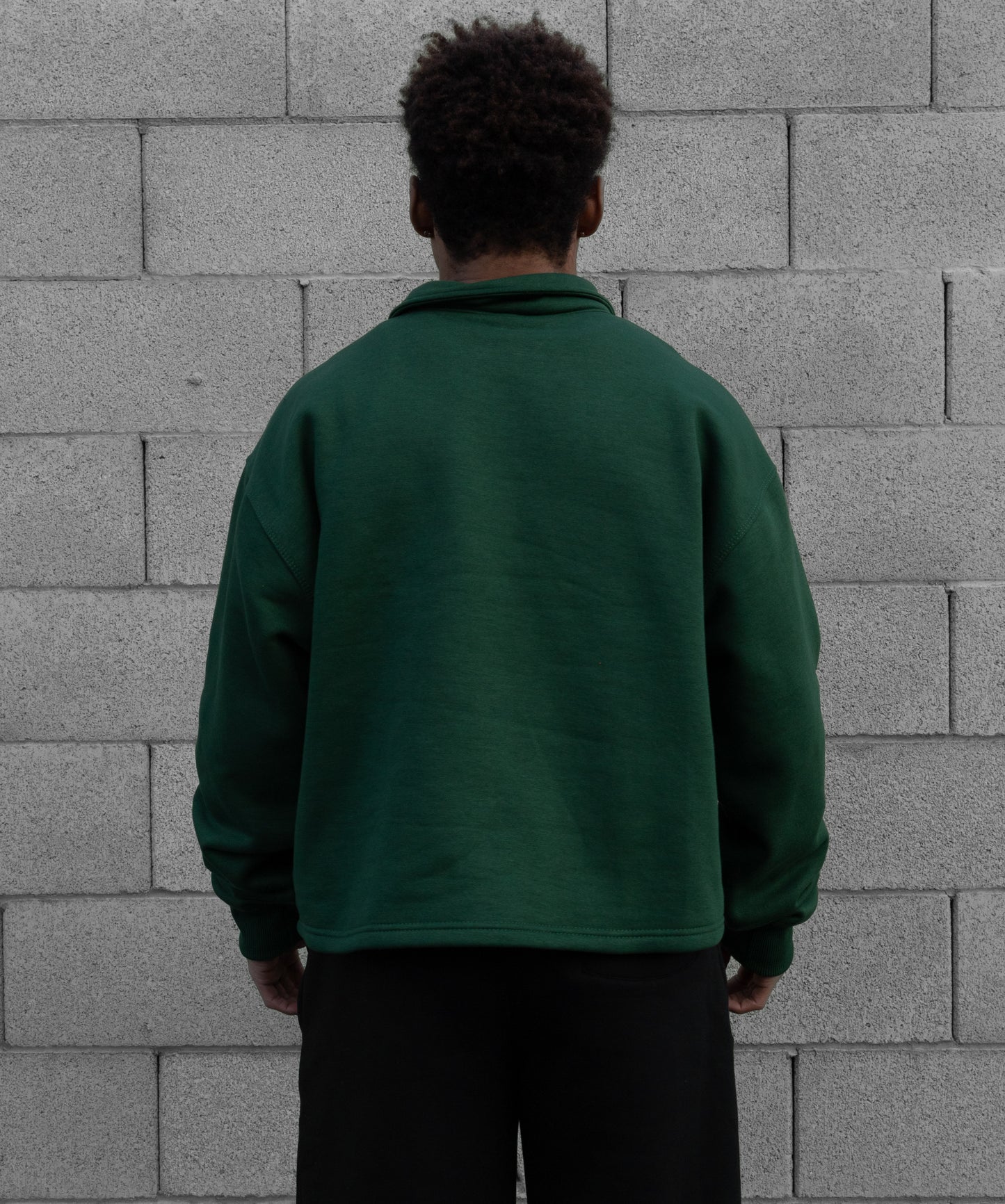 REBELETICS CROPPED QUARTER ZIP - FOREST GREEN