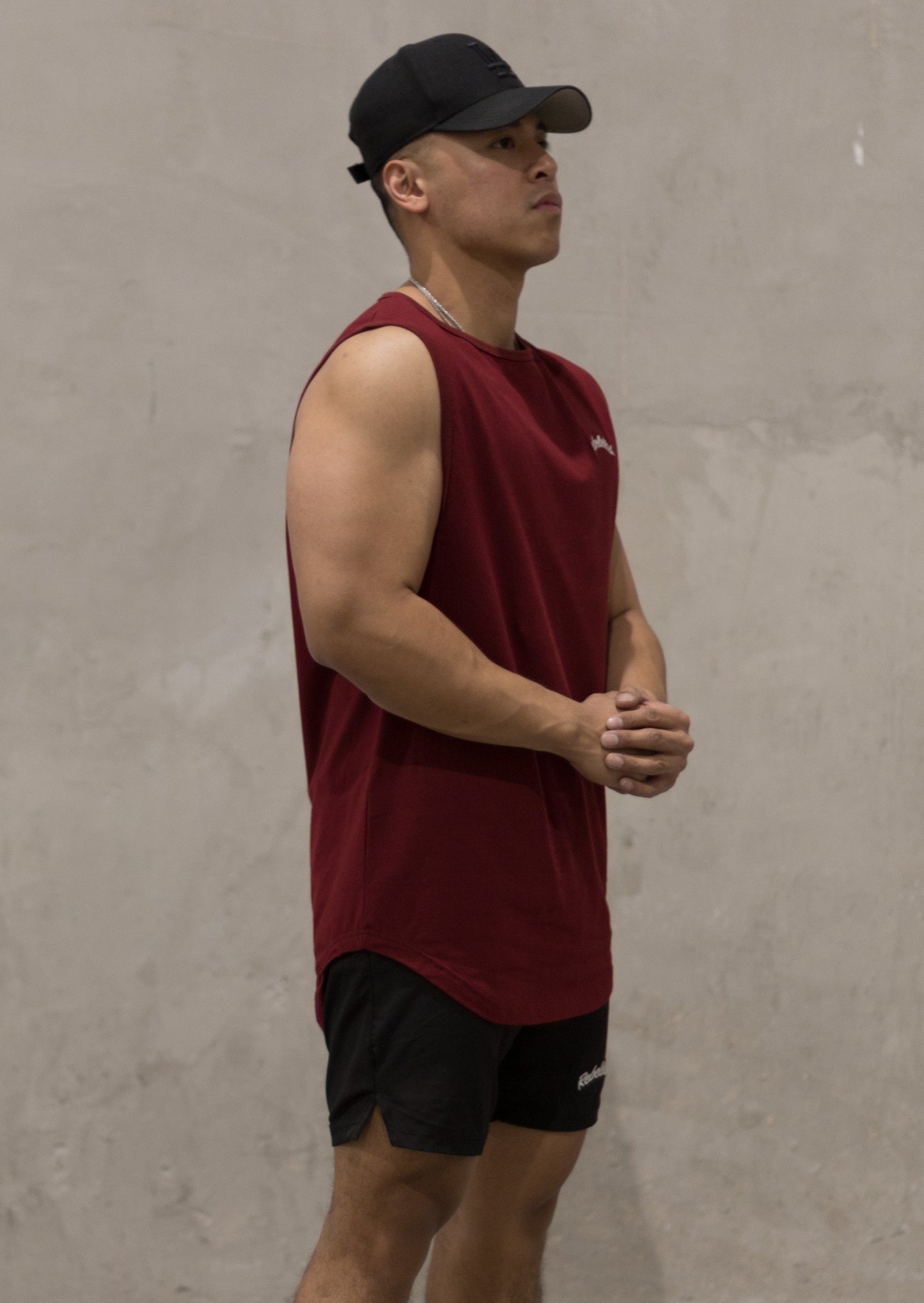 MENS SLEEVELESS T-SHIRT - BURGUNDY
