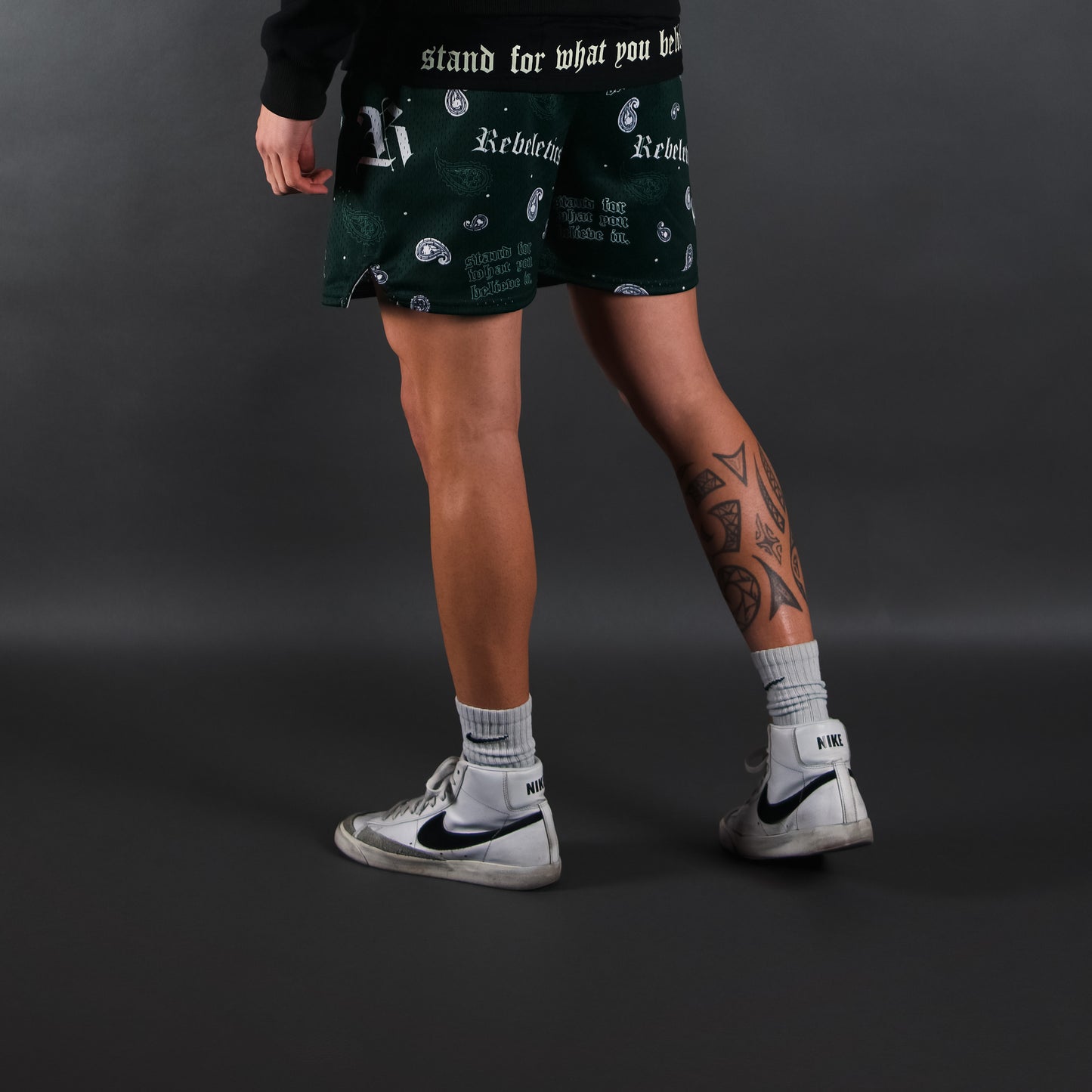 Mesh Shorts Paisley - Forest Green