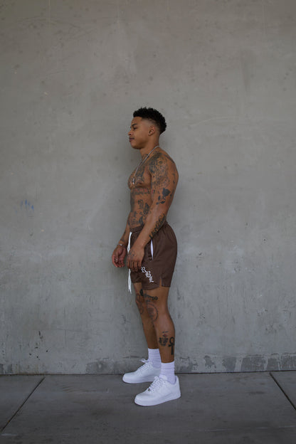 REBELETICS " RBL " MESH SHORTS - BROWN