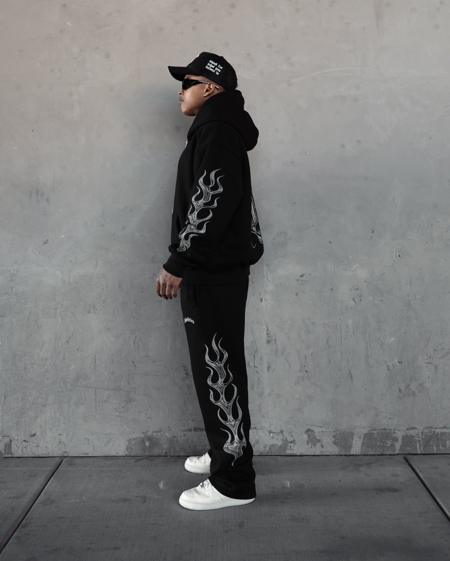 REBELETICS CHROME FLAME " R " FULL ZIP HOODIE - BLACK