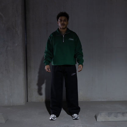 REBELETICS CROPPED QUARTER ZIP - FOREST GREEN