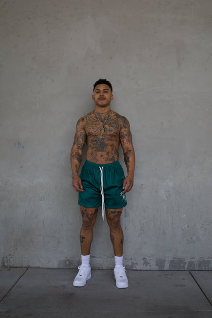 REBELETICS " RBL " MESH SHORTS - GREEN