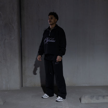 REBELETICS CROPPED QUARTER ZIP - BLACK