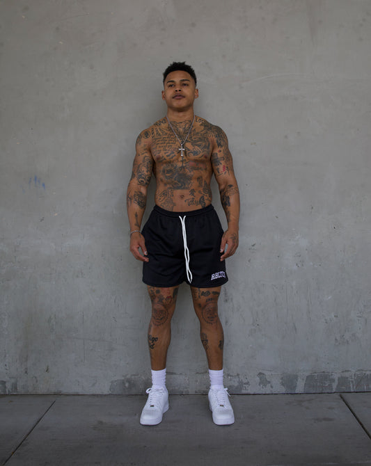 REBELETICS "RBLTCS" MESH SHORTS - BLACK