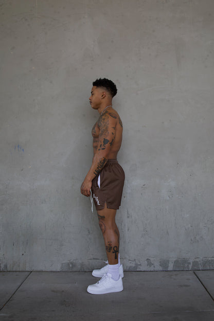 REBELETICS " RBL " MESH SHORTS - BROWN