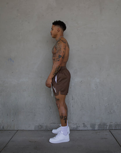 REBELETICS "RBL" MESH SHORTS - BROWN