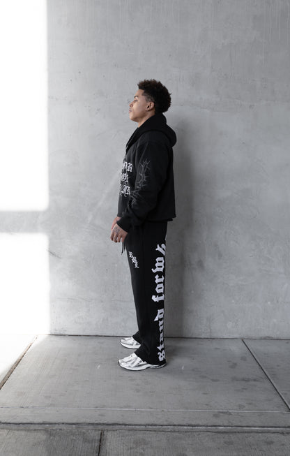 REBELETICS CROPPED ZIP-UP HOODIE - BLACK