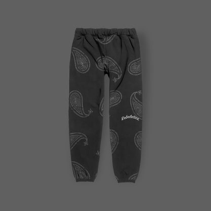 REBELETICS DISTRESSED PAISLEY SWEATPANTS - CHARCOAL