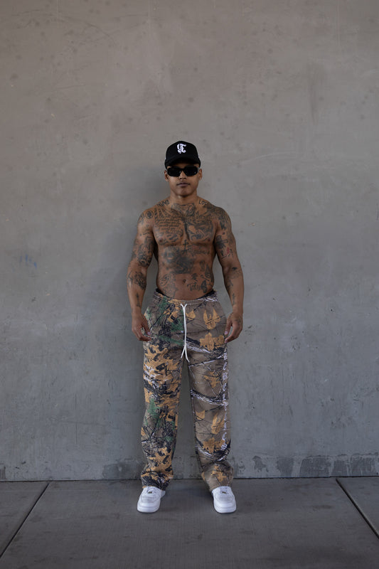 REBELETICS TREE CAMO STRAIGHT LEG SWEATPANTS
