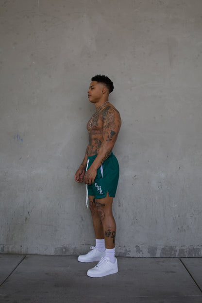 REBELETICS " RBL " MESH SHORTS - GREEN