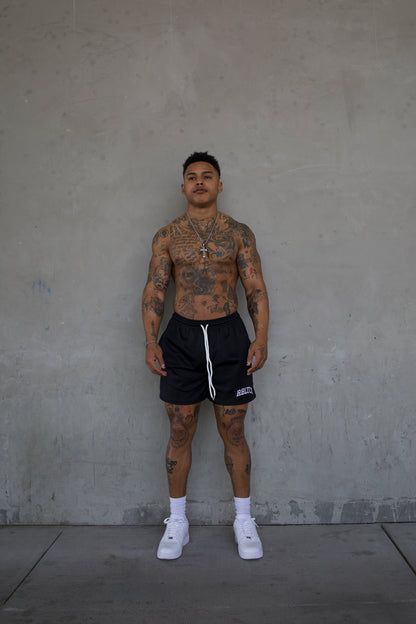 REBELETICS " RBLTCS " MESH SHORTS - BLACK