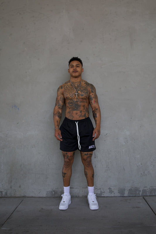 REBELETICS " RBLTCS " MESH SHORTS - BLACK