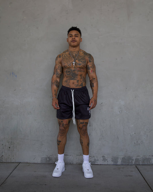 REBELETICS "RBL" MESH SHORTS - BLACK