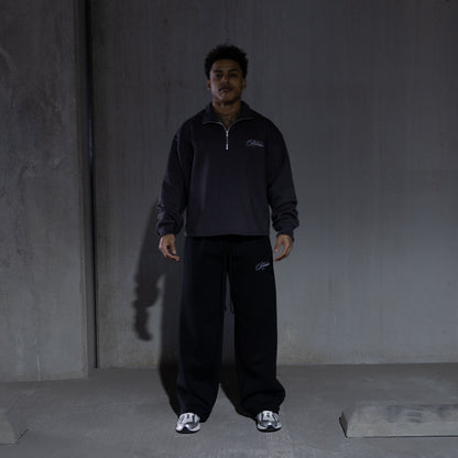 REBELETICS CROPPED QUARTER ZIP - CHARCOAL