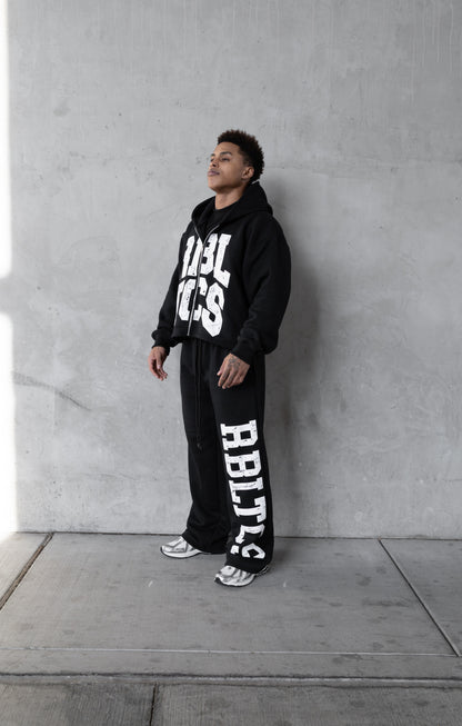 REBELETICS CROPPED ZIP-UP HOODIE - BLACK