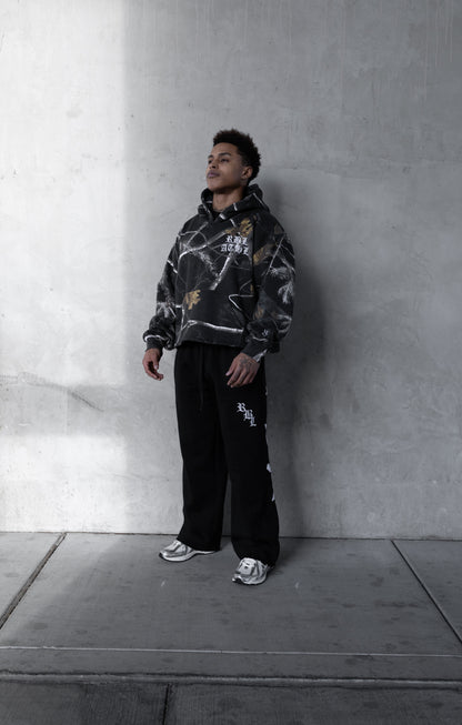 REBELETICS CROPPED TREE CAMO HOODIE - SHADOW BLACK