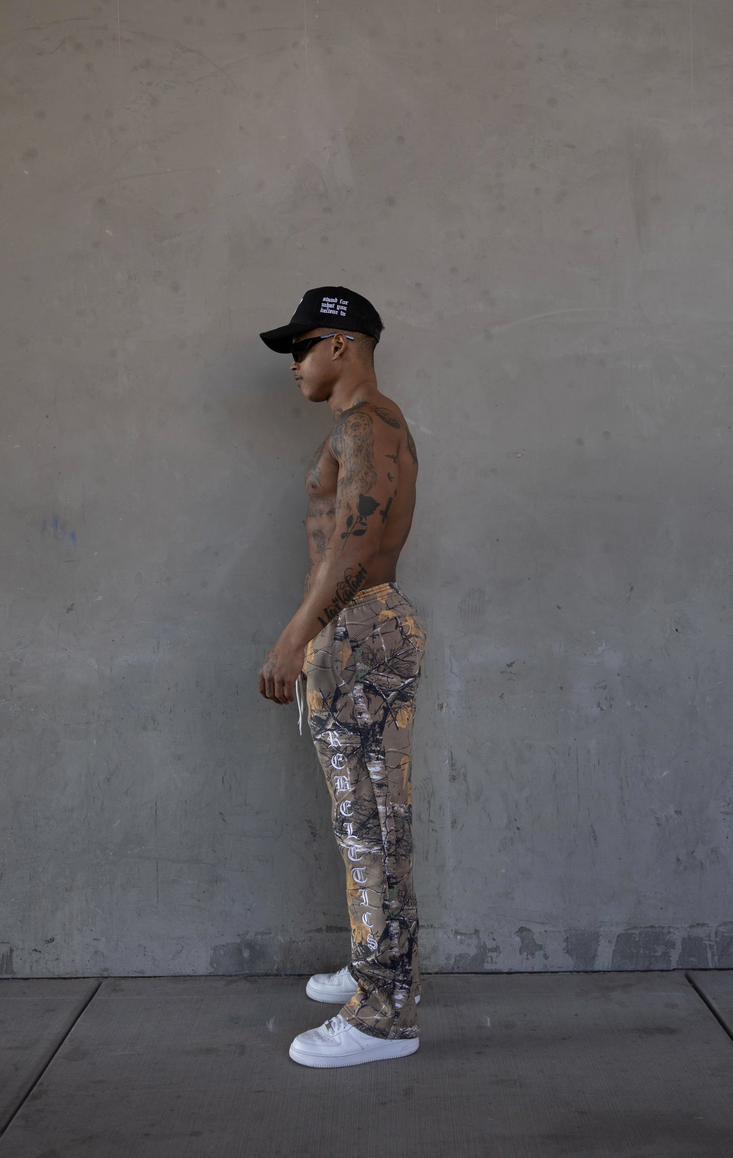 REBELETICS TREE CAMO STRAIGHT LEG SWEATPANTS