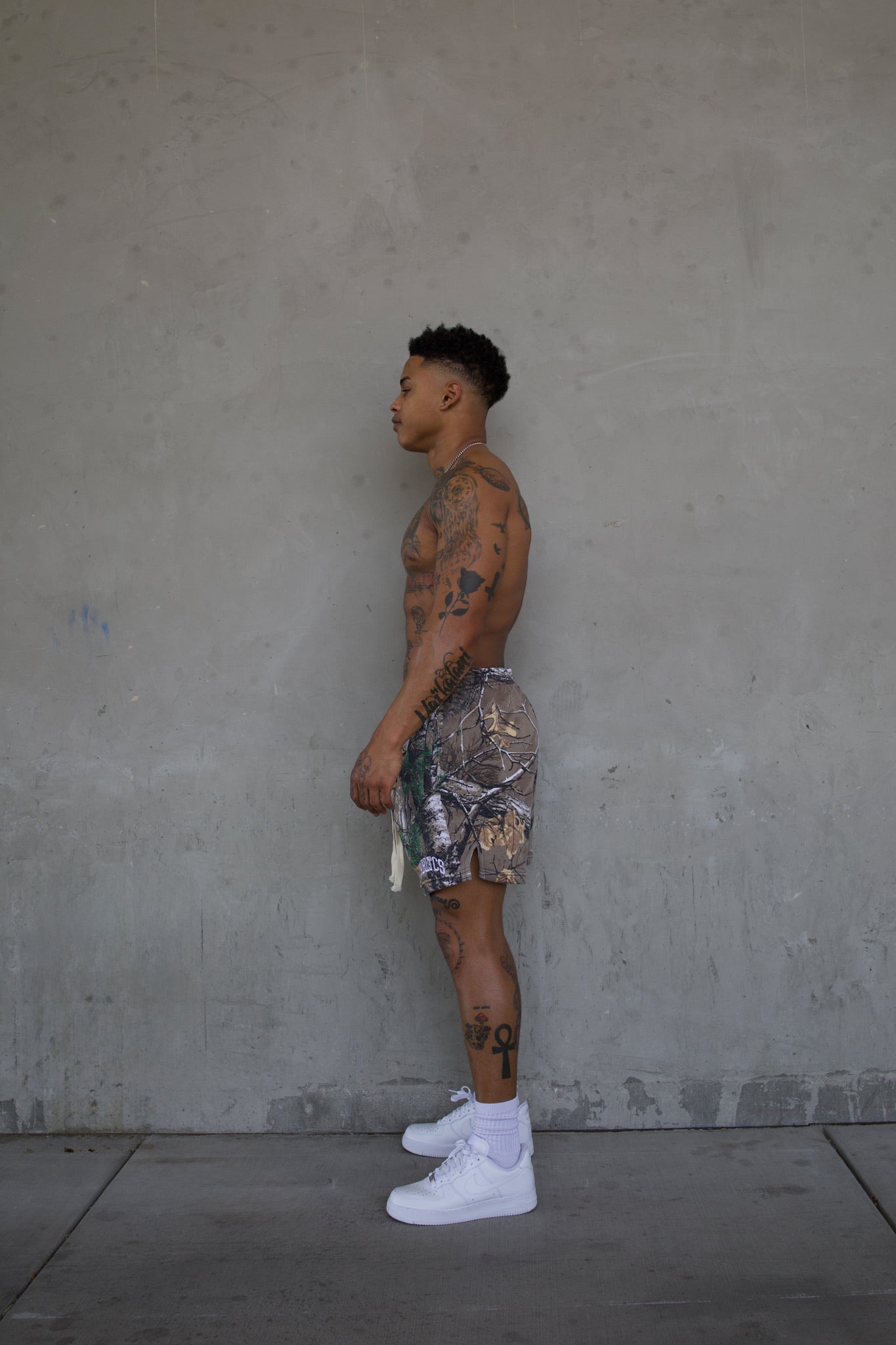 REBELETICS " RBLTCS " COTTON FLEECE SHORTS - TREE CAMO
