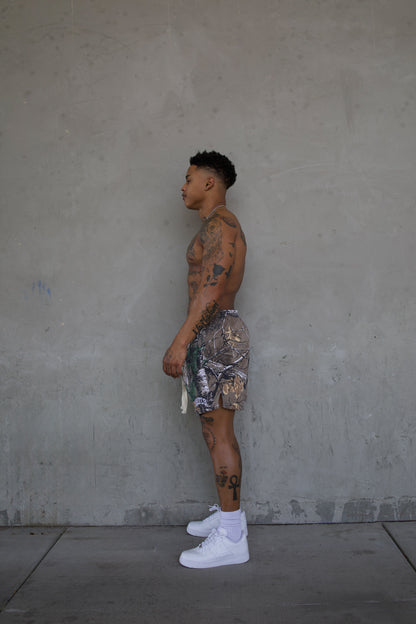 REBELETICS " RBLTCS " COTTON FLEECE SHORTS - TREE CAMO