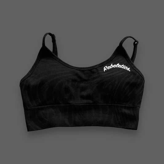 WOMENS "WITH US OR AGAINST US" SPORTS BRA - BLACK