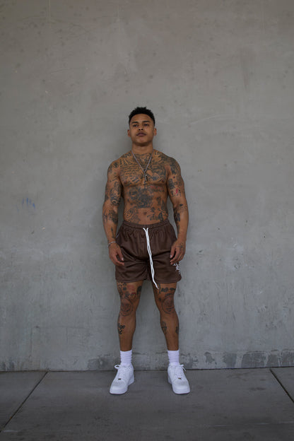REBELETICS " RBL " MESH SHORTS - BROWN