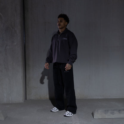 REBELETICS CROPPED QUARTER ZIP - CHARCOAL