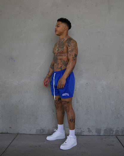 REBELETICS "RBLTCS" MESH SHORTS - BLUE