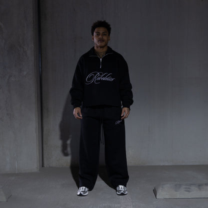 REBELETICS CROPPED QUARTER ZIP - BLACK