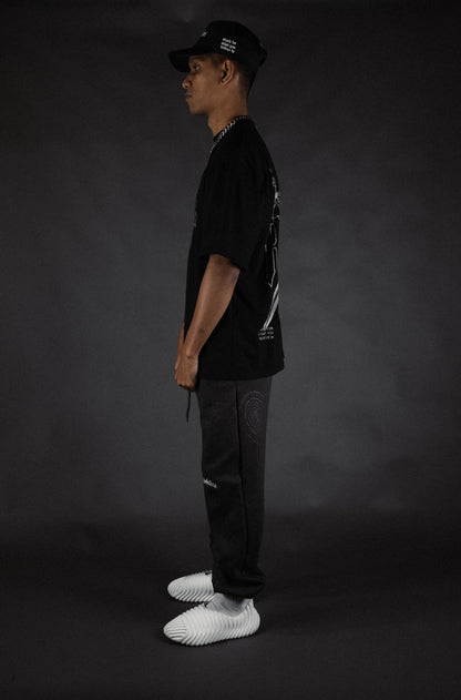 REBELETICS DISTRESSED PAISLEY SWEATPANTS - CHARCOAL