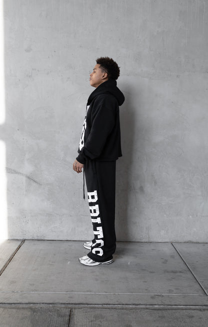 REBELETICS CROPPED ZIP-UP HOODIE - BLACK