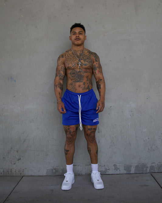 REBELETICS "RBLTCS" MESH SHORTS - BLUE
