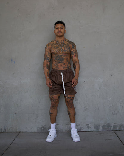 REBELETICS "RBL" MESH SHORTS - BROWN