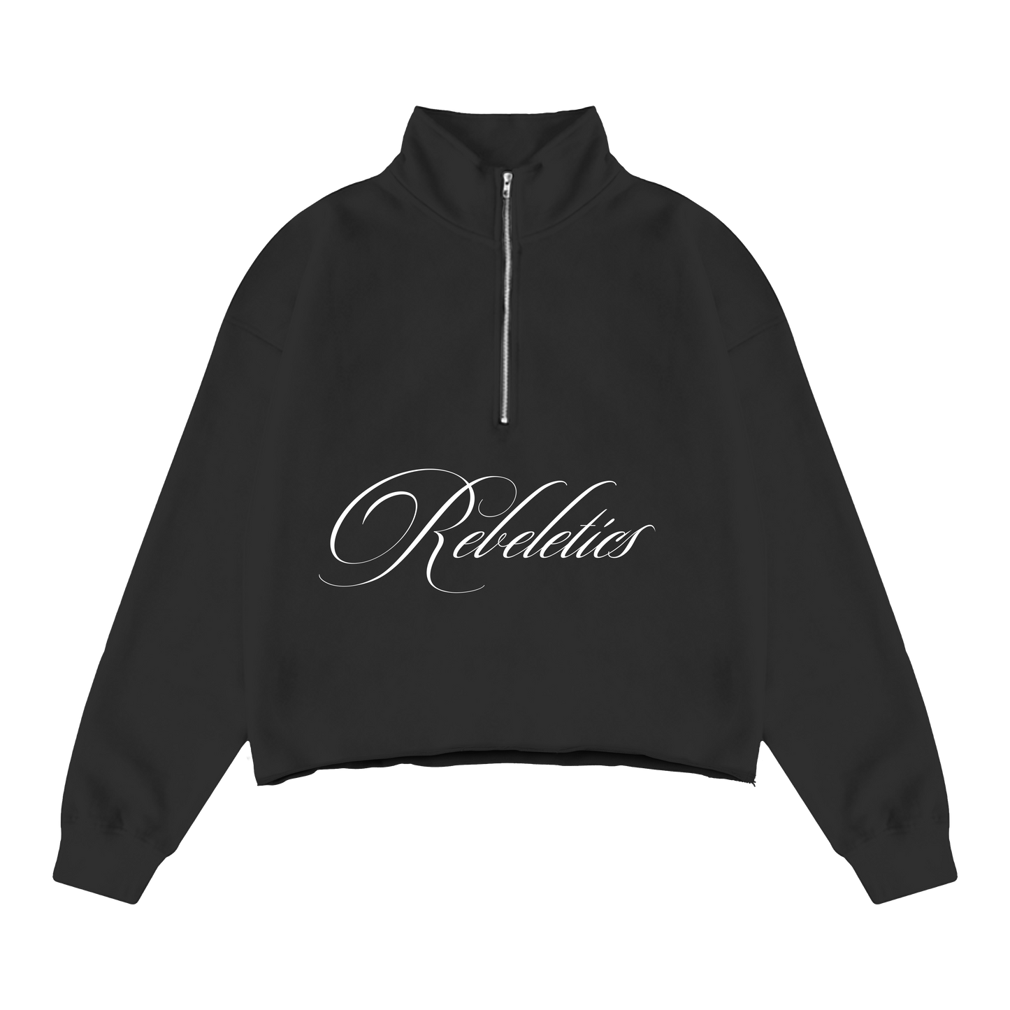 REBELETICS CROPPED QUARTER ZIP - BLACK